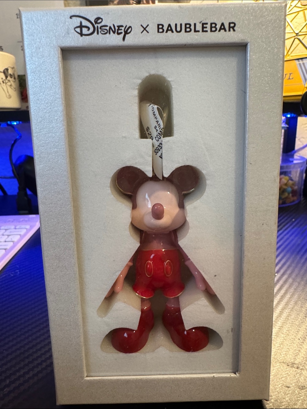 NWT Disney x BaubleBar Mickey Key Chain/Purse Charm  - Red & Pink